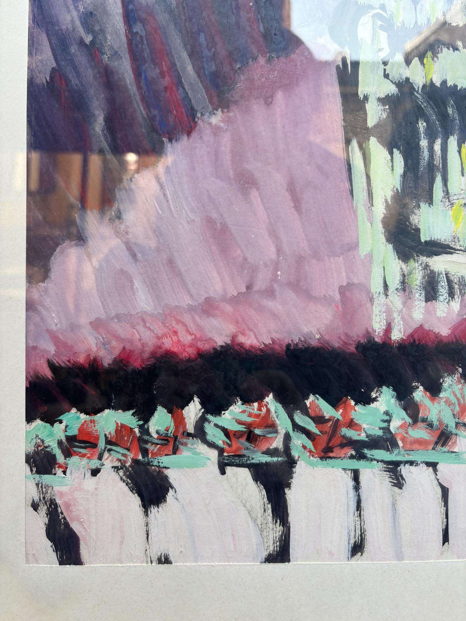 Mid-Century moderno Pittura a tempera su carta di Remo Brindisi, anni '70