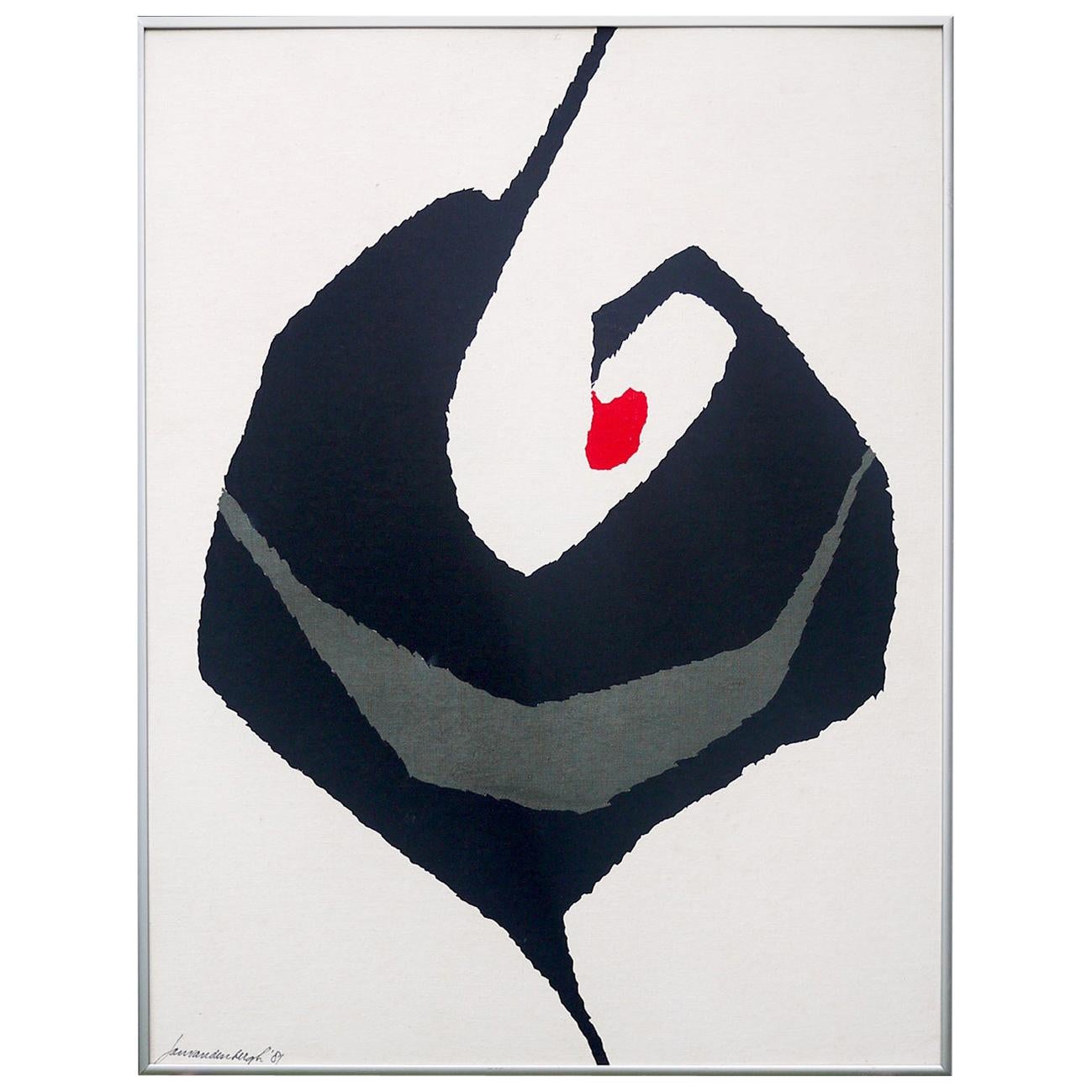 Tempera Painting, Paths of Color, Jan Van Den Bergh, 1981 For Sale