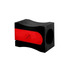 In stock in Los Angeles, Black Cedar / Red Lacquered Stool, Alessandro Guidolin