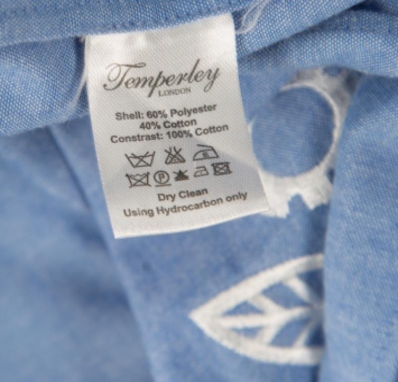 Temperley Blaues und weißes besticktes Maxikleid mit Jakobsmuscheldetails M Damen im Angebot