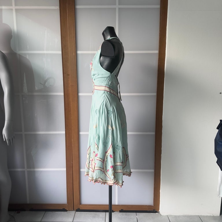 Temperley London Mint Green Silk Halter Dress Hand Embroidered with Sequins For Sale at 1stDibs Temperley London Mint Green Silk Halter Dress Hand Embroidered with Sequins For Sale at 1stDibs