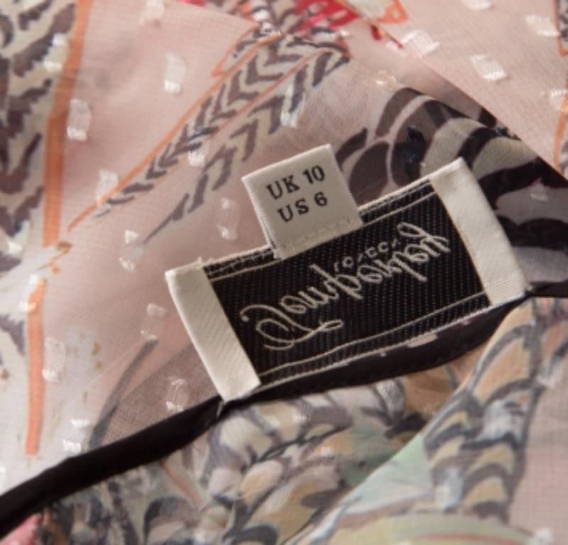 Temperley London - Robe midi à volants, imprimée Dobby Shire, à pois, en jacquard, taille M Pour femmes en vente