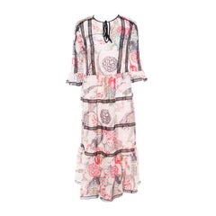 Used Temperley London Almond Dotted Jacquard Dobby Shire Printed Tiered Midi Dress M
