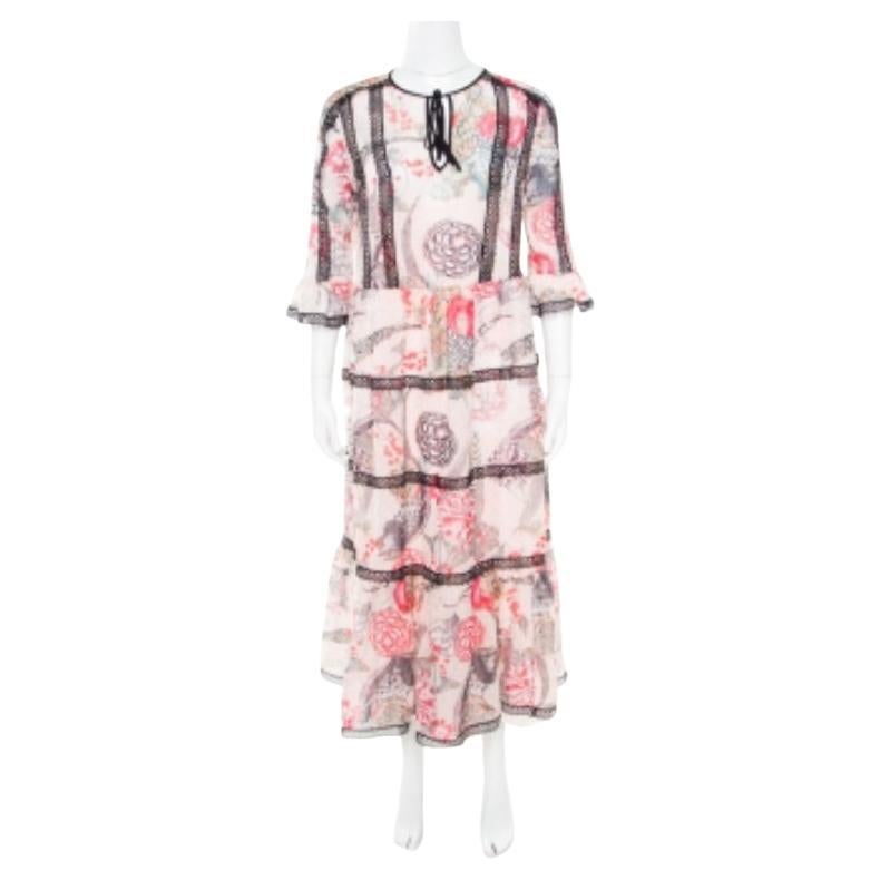 Temperley London - Robe midi à volants, imprimée Dobby Shire, à pois, en jacquard, taille M en vente