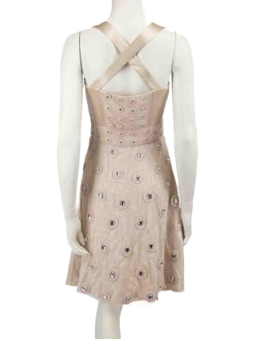 Women's Temperley London Beige Crystal Embellished Dress Size M For Sale