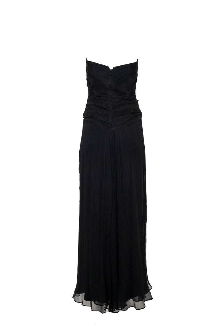 Temperley London Black Chiffon Strapless Evening Gown For Sale at 1stDibs