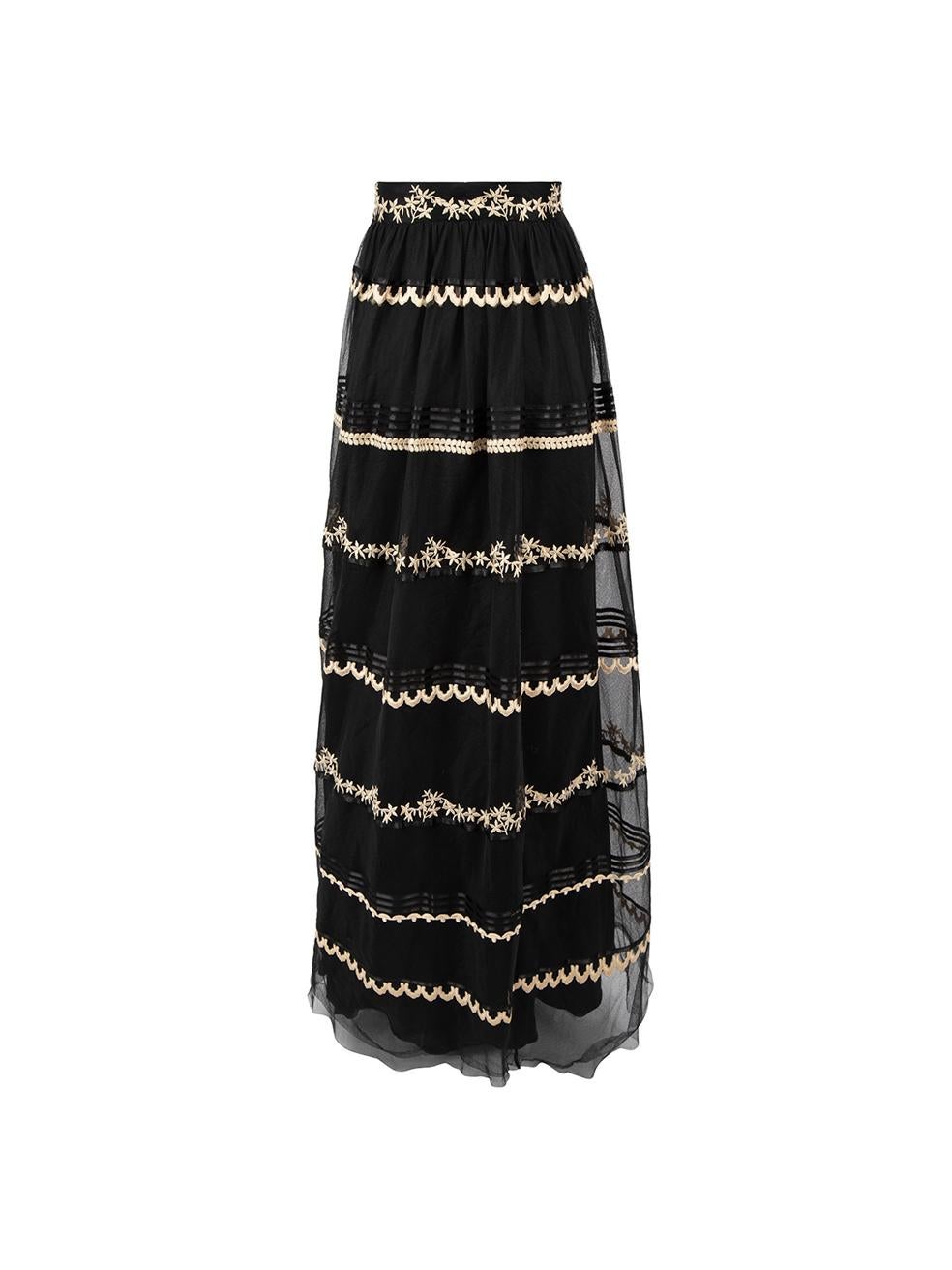 Women's Temperley London Black Embroidered Maxi Skirt Size XS