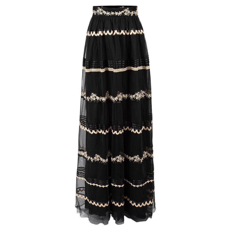 Temperley London Black Embroidered Maxi Skirt Size XS