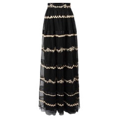 Temperley London Black Embroidered Maxi Skirt Size XS
