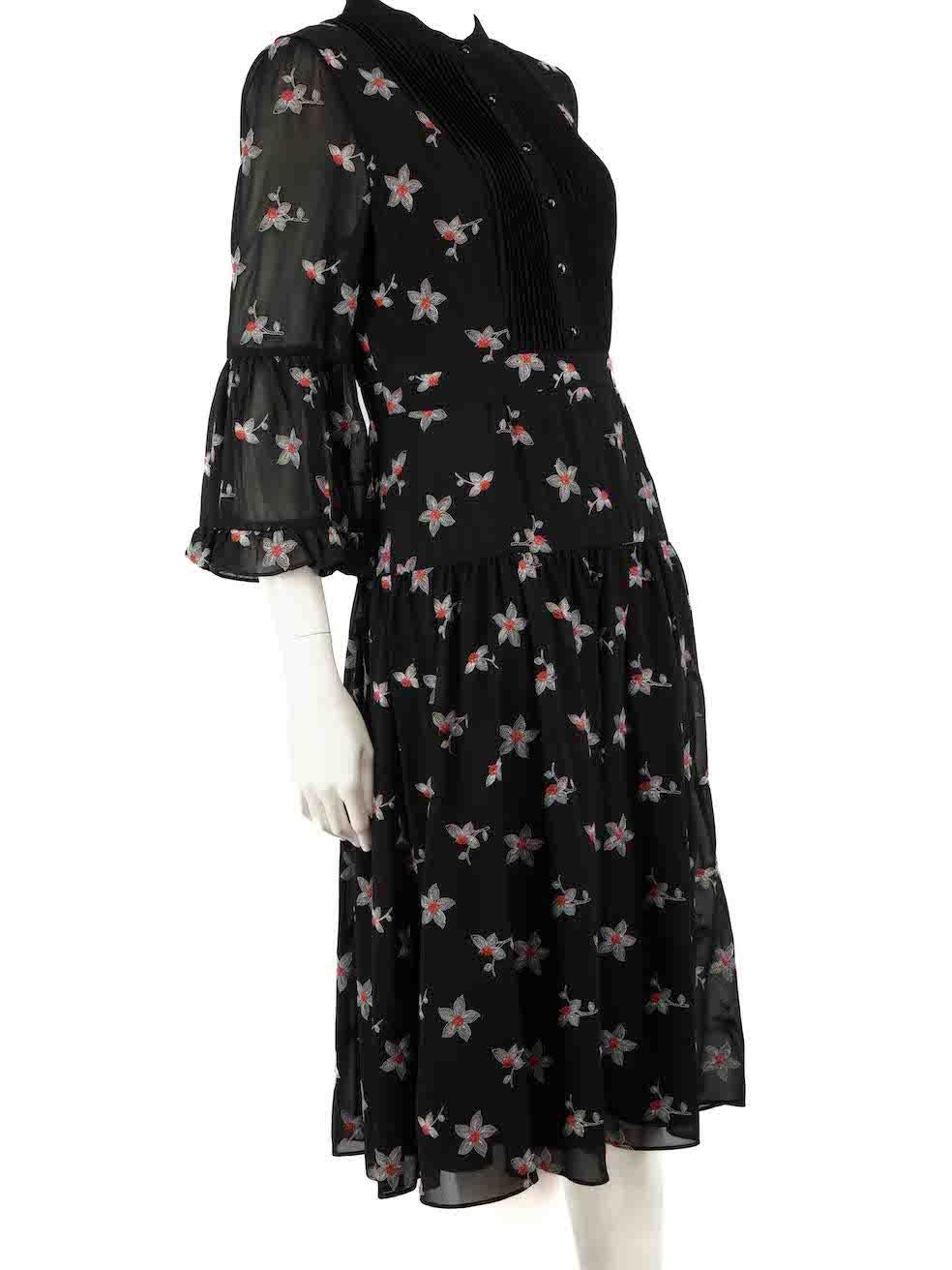 CONDITION is Very good. Hardly any visible wear to dress is evident on this used Somerset by Alice Temperley designer resale item.
 
 
 
 Details
 
 
 Black
 
 Polyester
 
 Dress
 
 Floral embroidered pattern
 
 Long sheer sleeves
 
 Front pin tuck