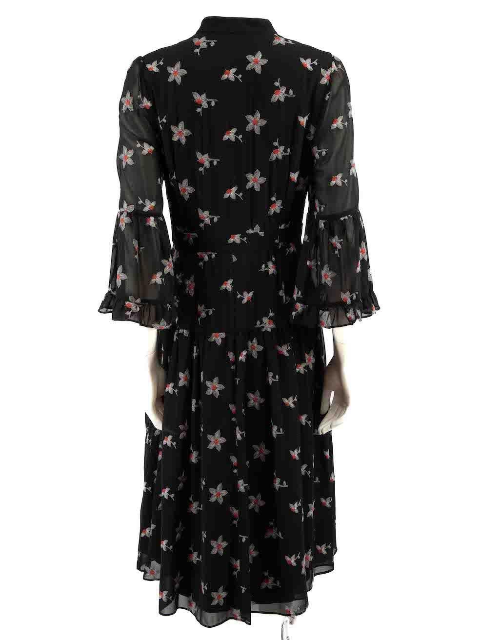 Temperley London - Robe noire brodée de fleurs, taille L Pour femmes en vente