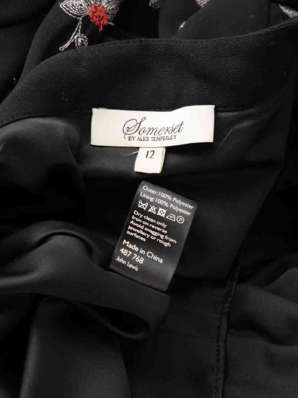 Temperley London Black Floral Embroidered Dress Size L For Sale 1