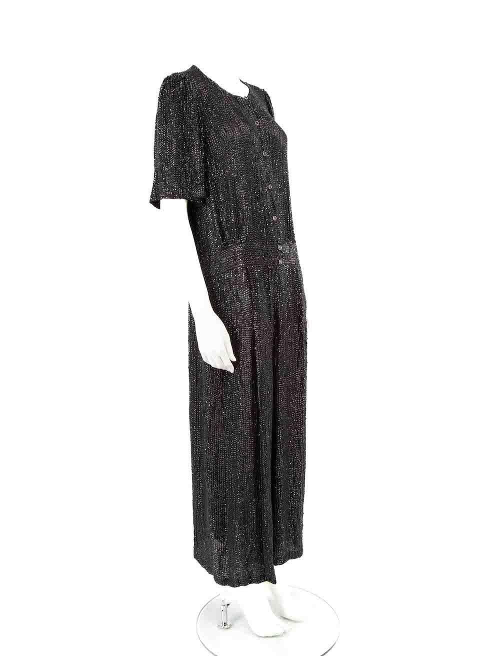 CONDITION is Good. Minor wear to jumpsuit is evident. Light wear to the front and back with missing sequins and loose threads to the embelllishment on this used Temperley designer resale item.
 
 
 
 Details
 
 
 Black
 
 Viscose
 
 Jumpsuit
 
