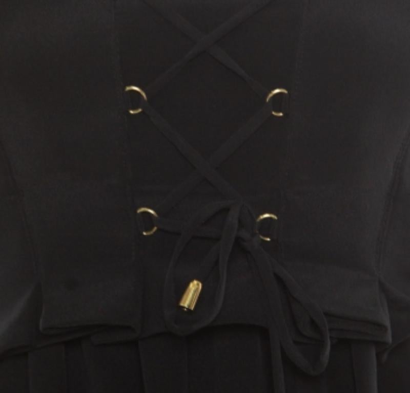 Temperley London Noir Silk Criss Cross Detail Strapless Harem Jumpsuit S en vente 1