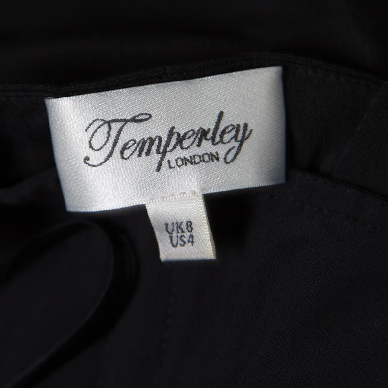 Temperley London Black Silk Criss Cross Detail Strapless Harem Jumpsuit S In Good Condition For Sale In Dubai, Al Qouz 2