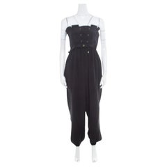 Temperley London Black Silk Criss Cross Detail Strapless Harem Jumpsuit S