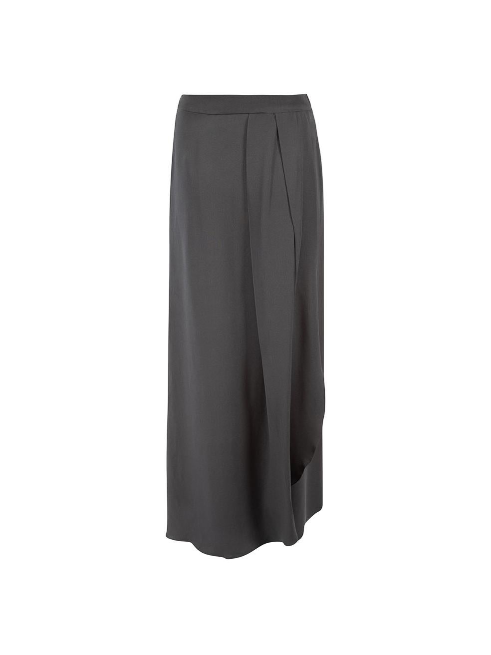 Women's Temperley London Black Silk Gathered Detail Maxi Skirt Size XS