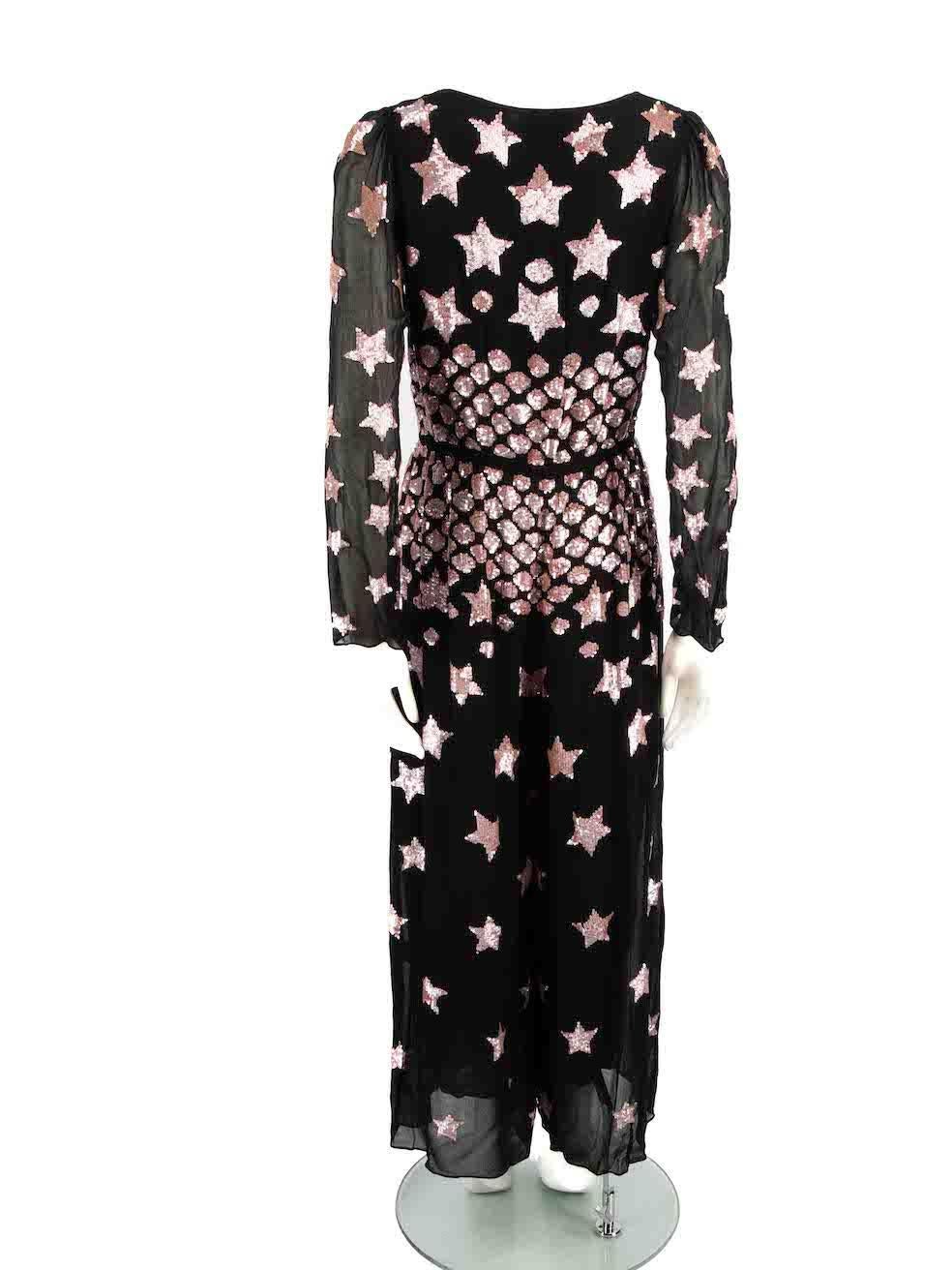 Women's Temperley London Black Star Sequin Jumpsuit Size L For Sale