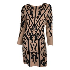 Used Temperley London Black & Tan Intarsia Symbols Knit Sweater Dress