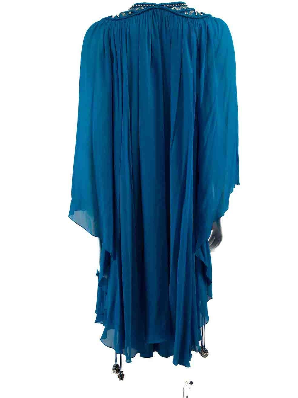 Women's Temperley London Blue Silk Crystal Sequin Dress Size XL For Sale