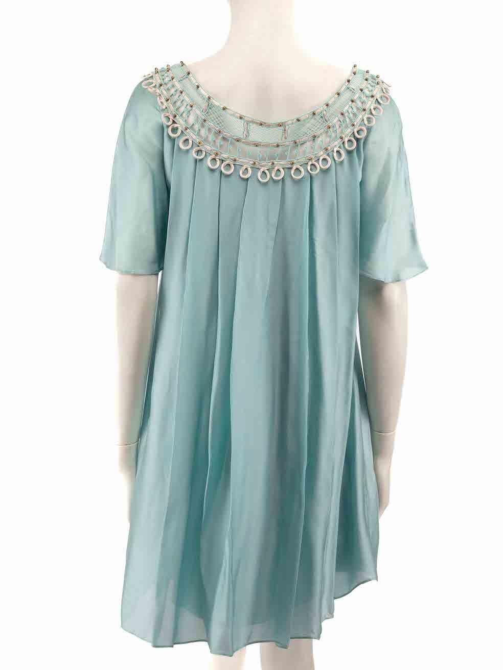 Women's Temperley London Blue Silk Lace Detail Mini Dress Size S