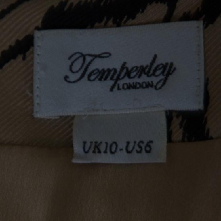De las mujeres Temperley London Vestido de manga corta de seda estampada marrón y negra M en venta
