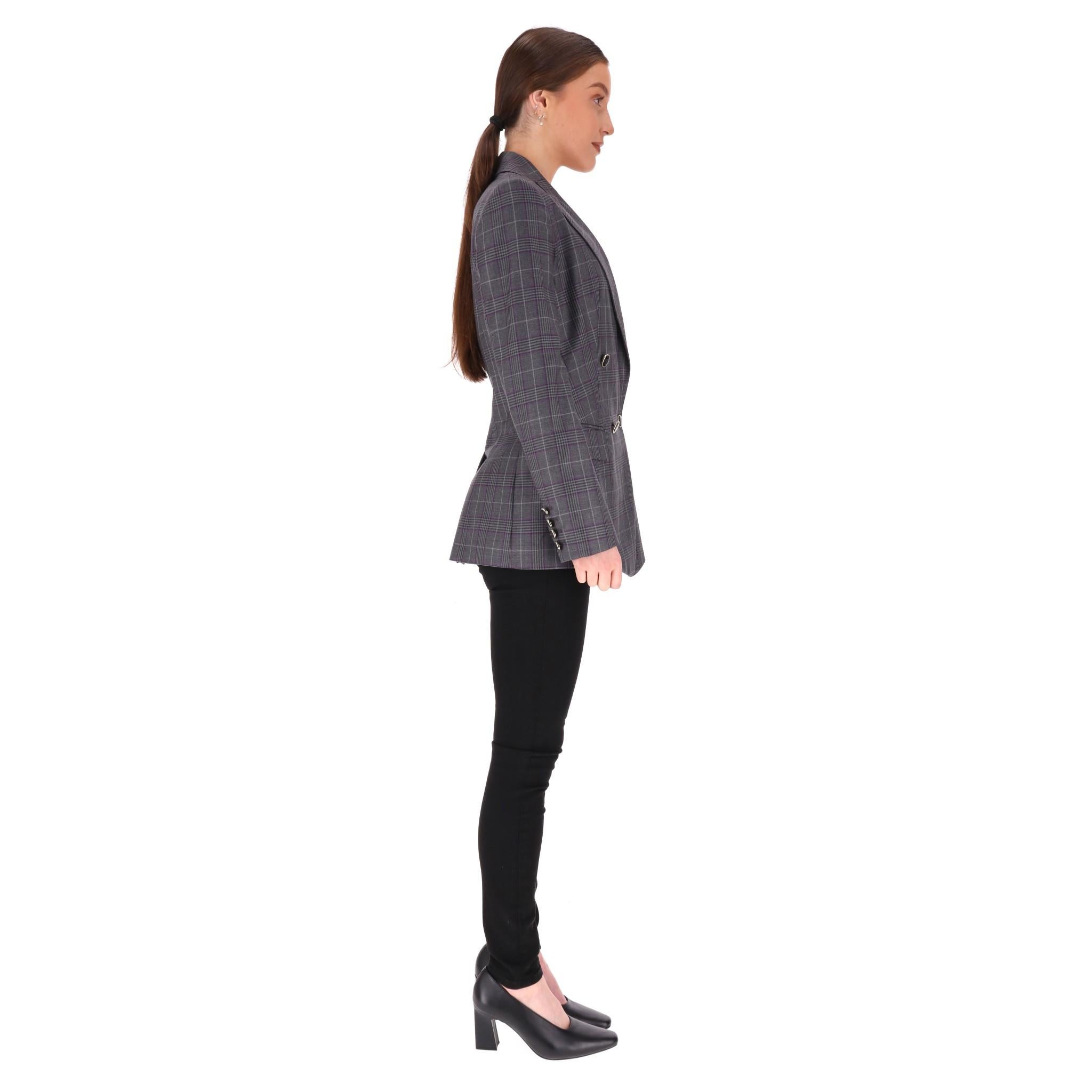 Gray Temperley London Checked Wool Jacket/Blazer For Sale