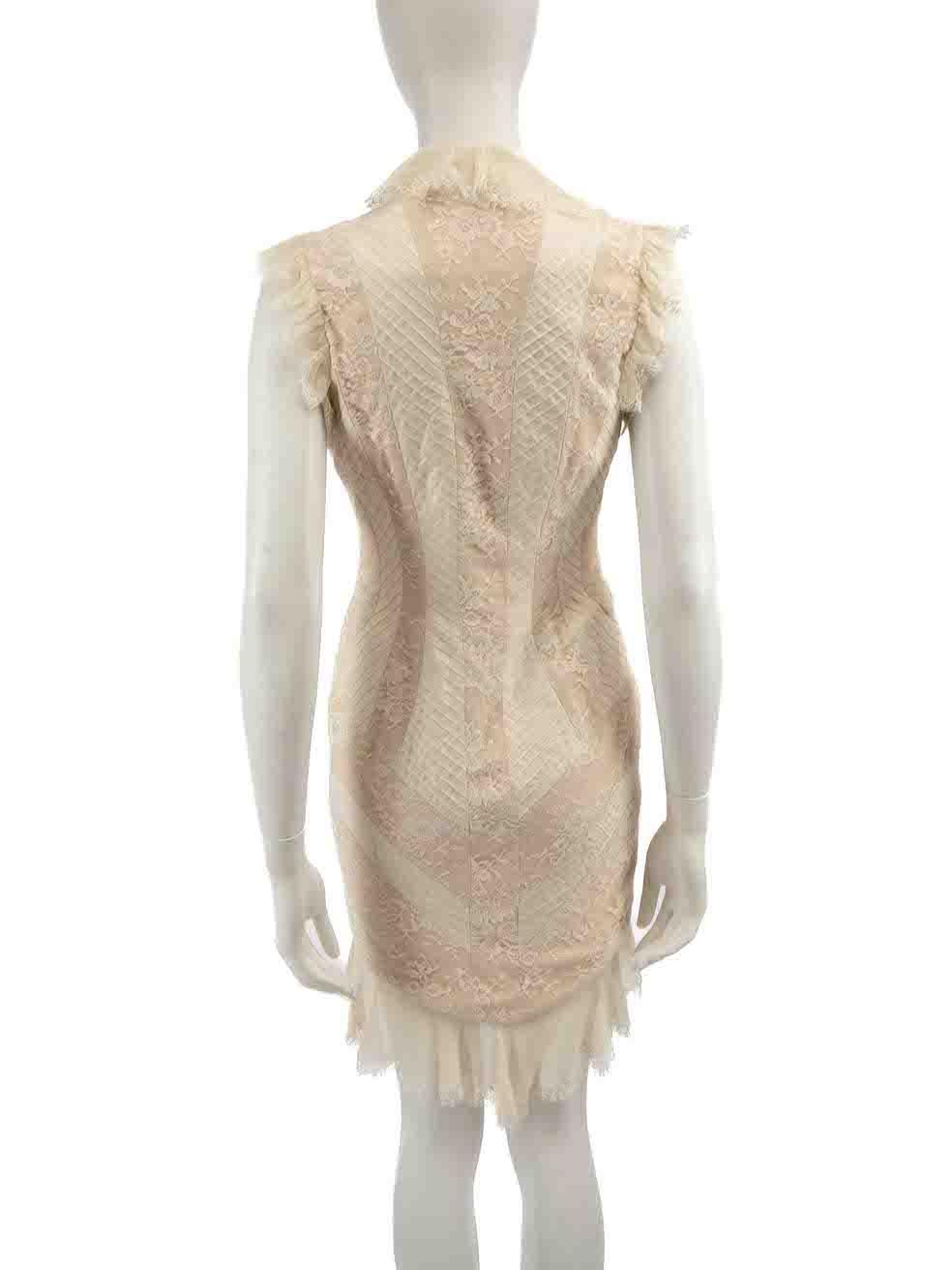 Women's Temperley London Cream Ruffle Lace Trim Mini Dress Size XS