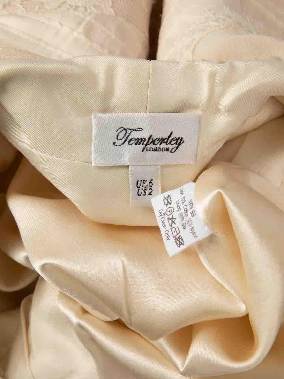 Temperley London Cream Ruffle Lace Trim Mini Dress Size XS For Sale 1
