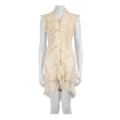 Temperley London Cremefarbenes Minikleid mit Rüschen und Spitzenbesatz Größe XS