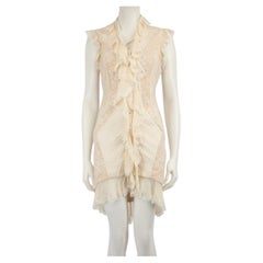 Temperley London Cream Ruffle Lace Trim Mini Dress Size XS