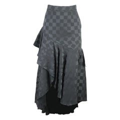 Used Temperley London Cyndie Asymmetric Satin Jacquard Midi Skirt UK 8