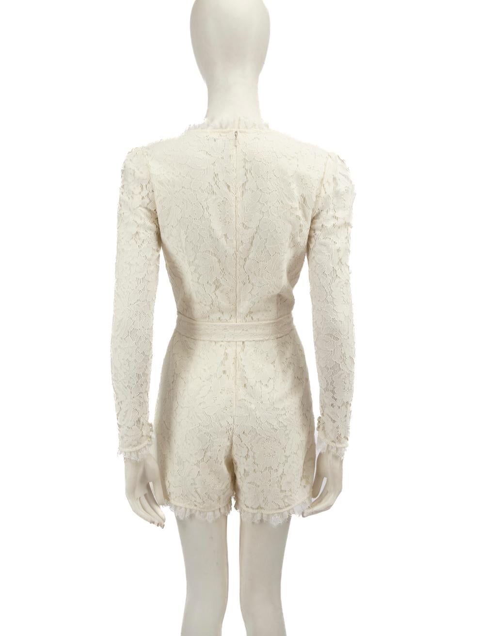 Temperley London Ecru Floral Spitze Playsuit Größe S (Beige) im Angebot