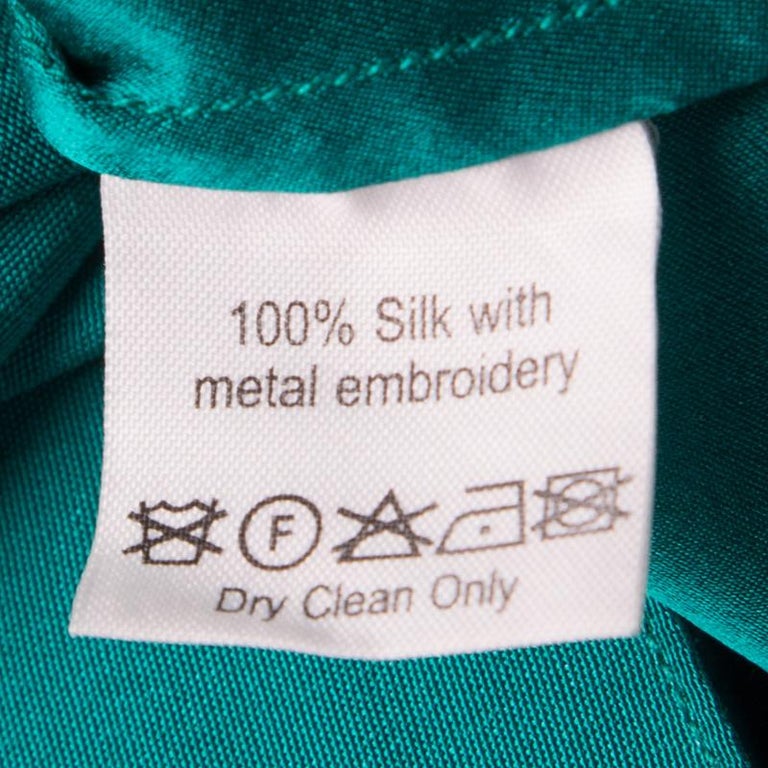 Temperley London Green Layered Silk Embellished Yoke Detail Dress M For ...