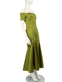 Temperley London Green Satin Ball Midi Gown Size S