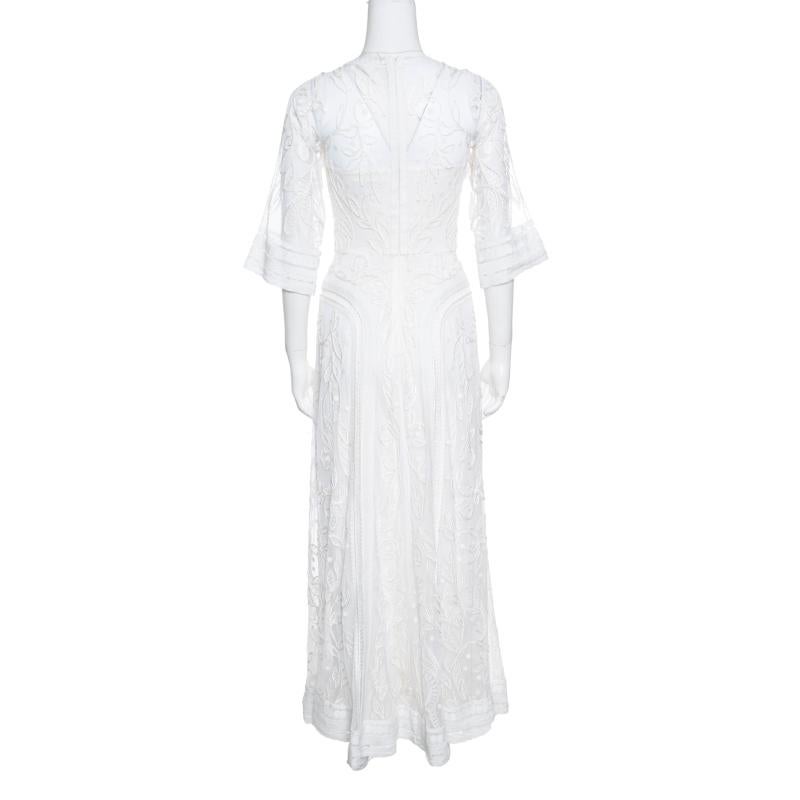 Gray Temperley London Off White Tonal Embroidered Tulle Bertie Gown S