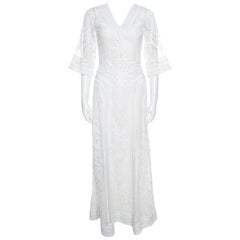 Temperley London Off White Tonal Embroidered Tulle Bertie Gown S