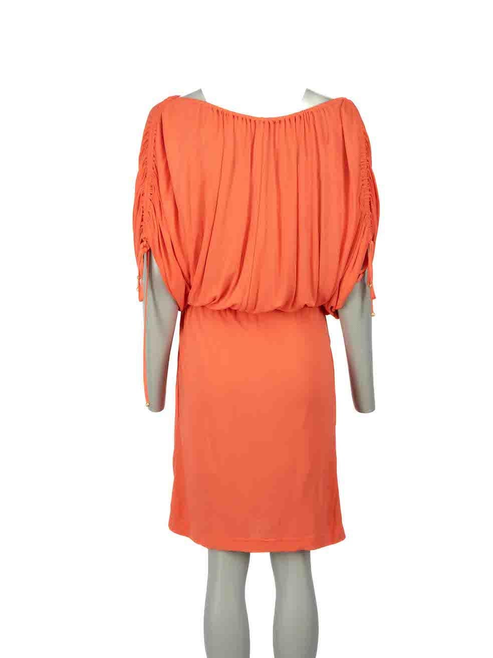 Women's Temperley London Orange Ruched Sleeves Mini Dress Size M For Sale