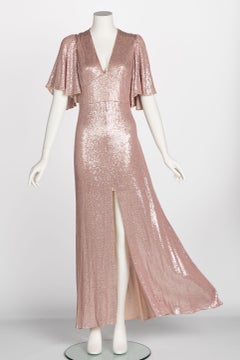 Temperley London Pastel Pink Sequin Satin Cut Out Back Gown , Resort 2017