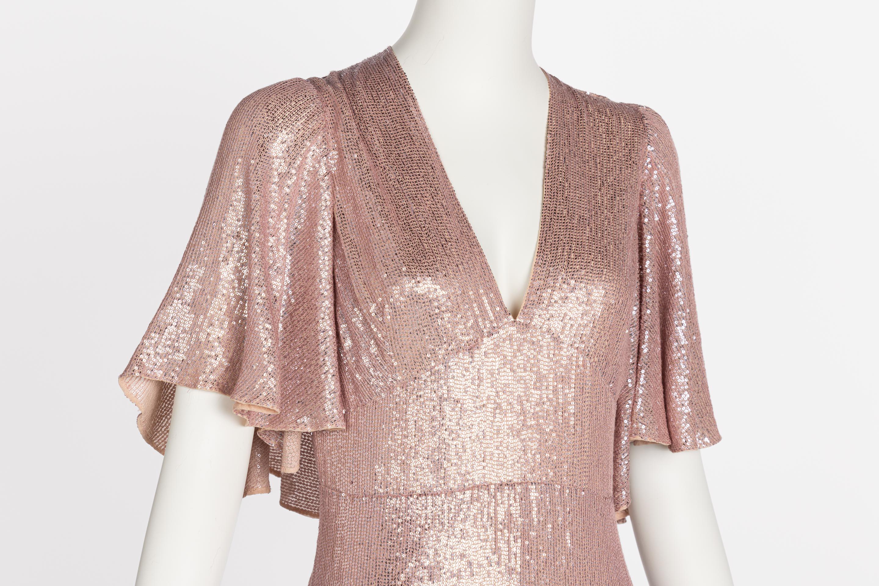 Temperley London Pastel Pink Sequin Satin Cut Out Back Gown , Resort 2017 In Excellent Condition In Boca Raton, FL