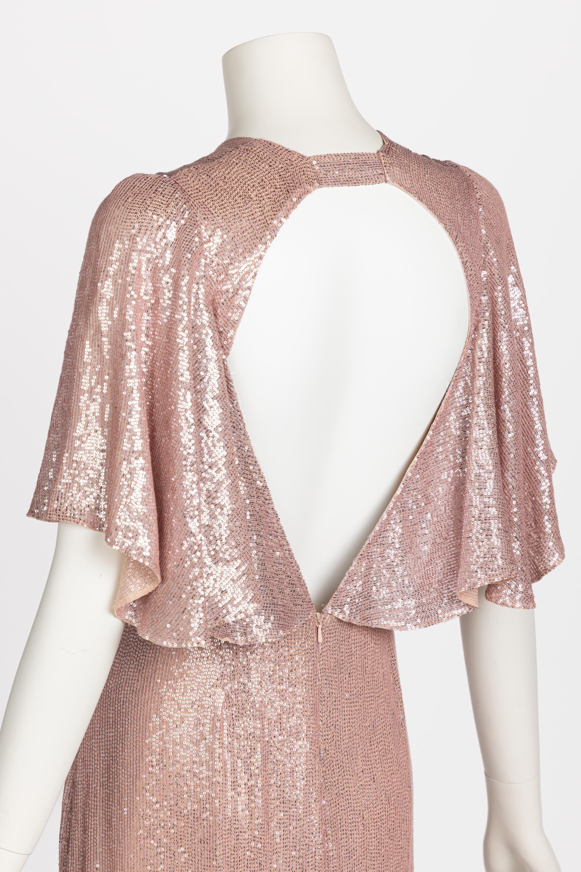 Temperley London Pastel Pink Sequin Satin Cut Out Back Gown , Resort 2017 1