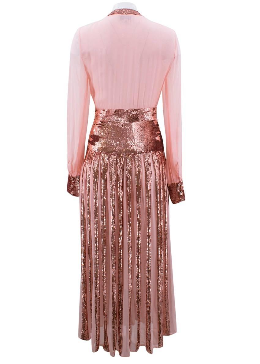 Women's Temperley London Pink Beaded Sheer Gown