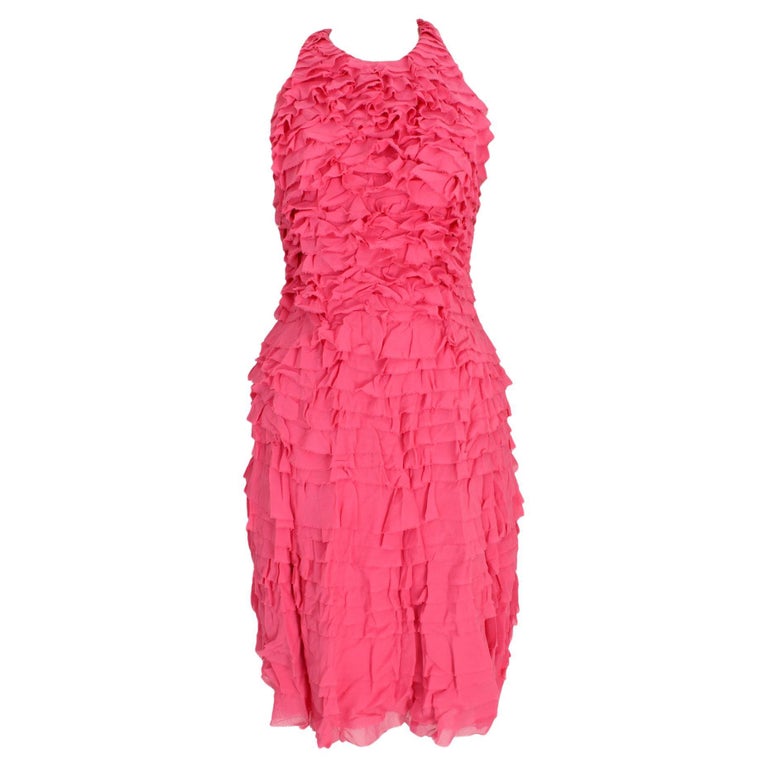 Temperley London Pink Silk Rouffles Cocktail Party Sheath Dress 2000s For  Sale at 1stDibs