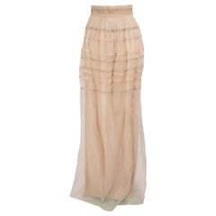 Temperley London Maxi Gonna in Tulle di Seta Rosa Taglia S