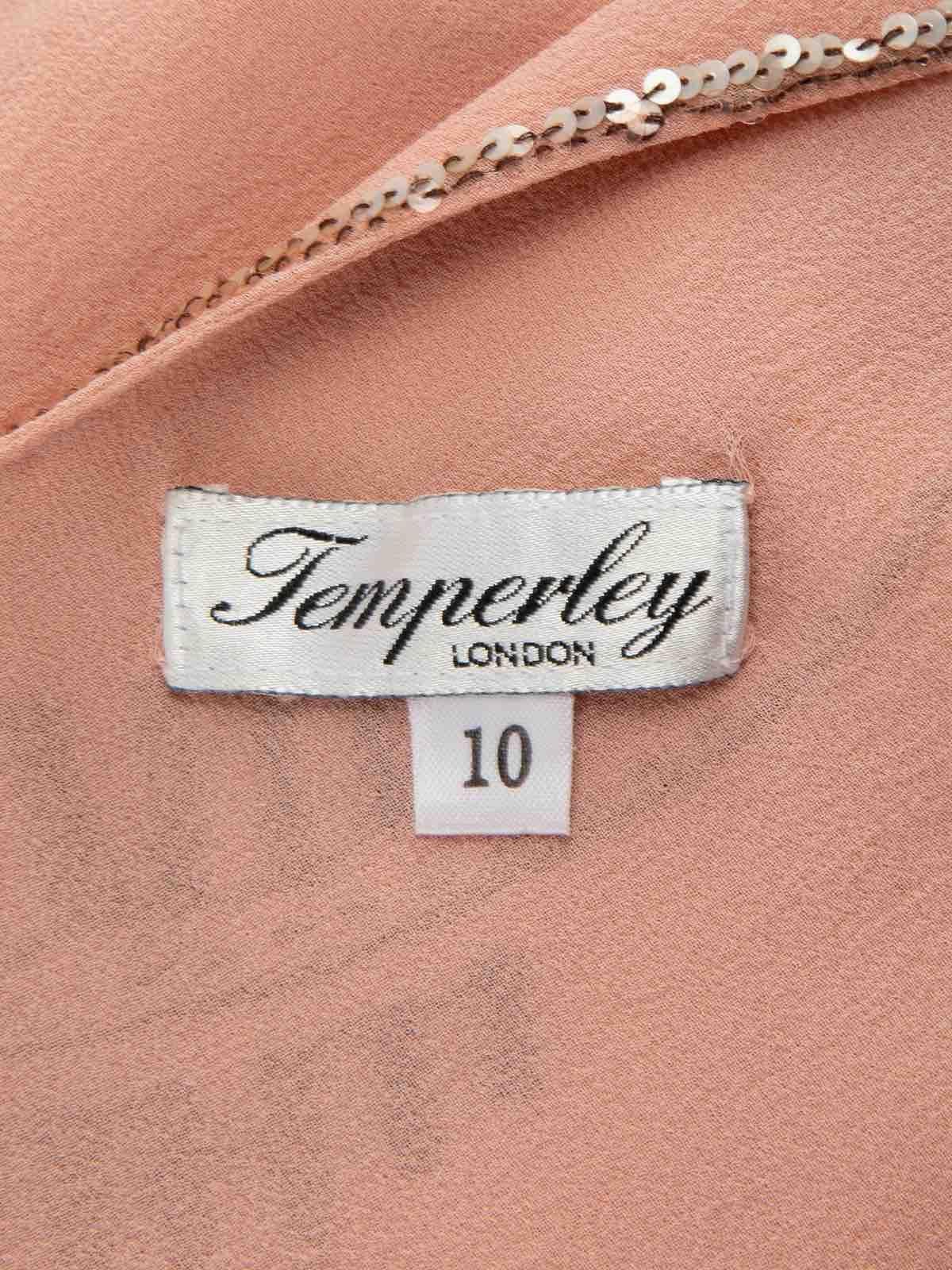 Temperley London Pink Silk V Neck Short Sleeve Blouse Size M For Sale 3