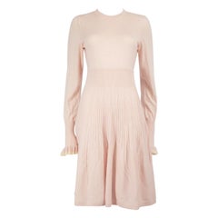 Temperley London Pink Wool Ribbed Fit & Flare Dress Size M