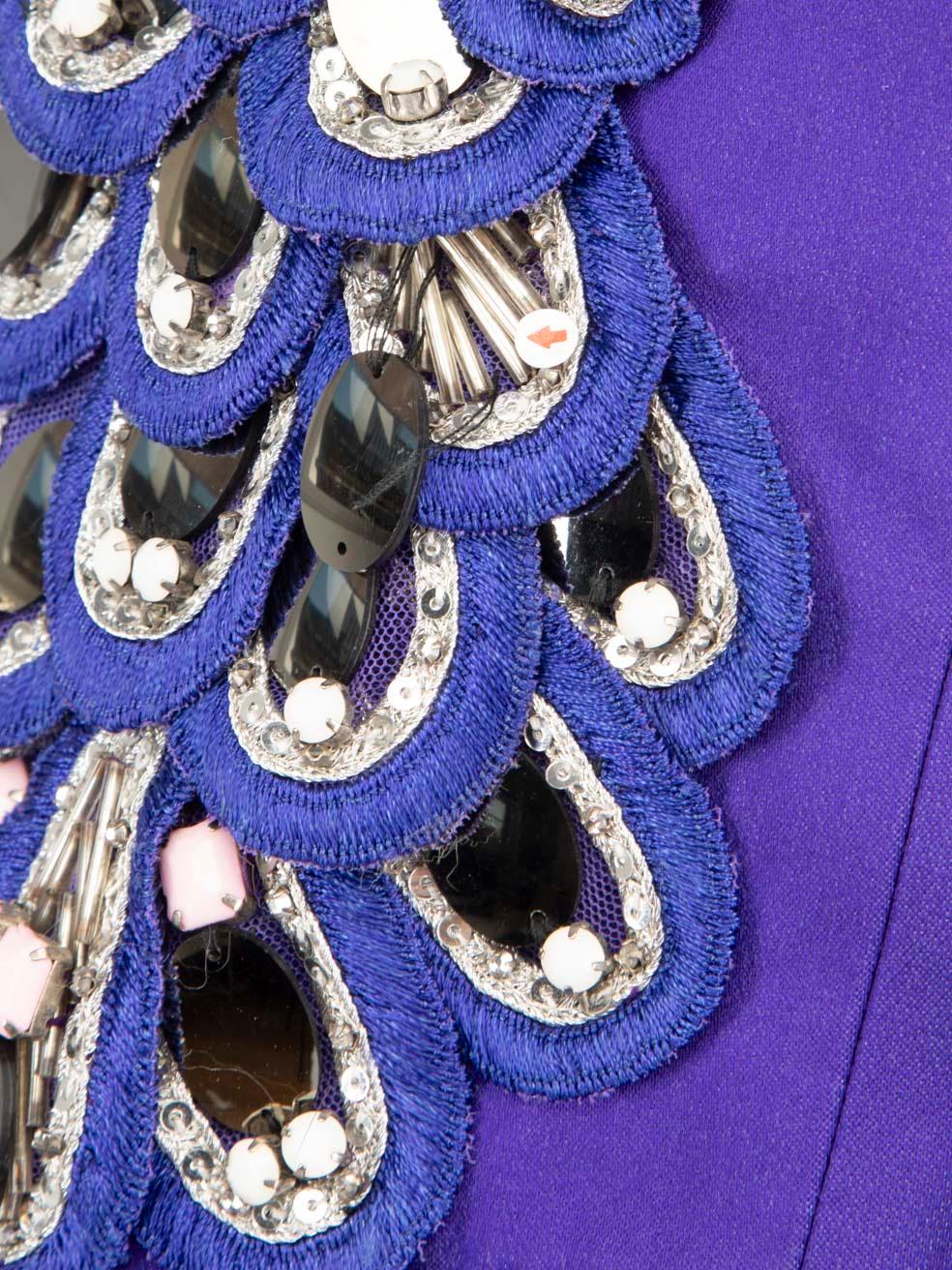 Women's Temperley London Purple Beaded Layered Mini Dress Size M For Sale