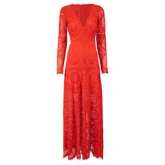 Temperley London Rotes rückenfreies Maxikleid aus Spitze Größe M