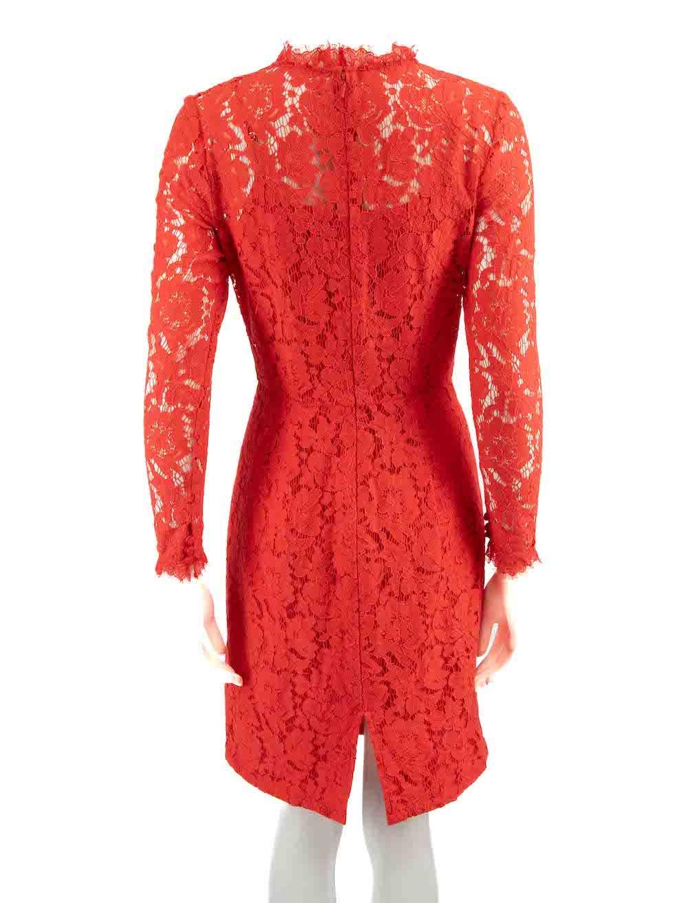 Women's Temperley London Red Lace Long Sleeve Knee Length Dress Size S For Sale
