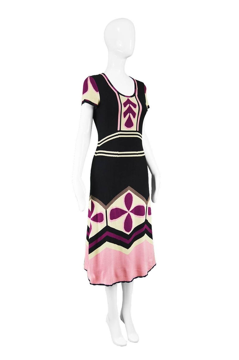 Khaki and Pink Intarsia Dress